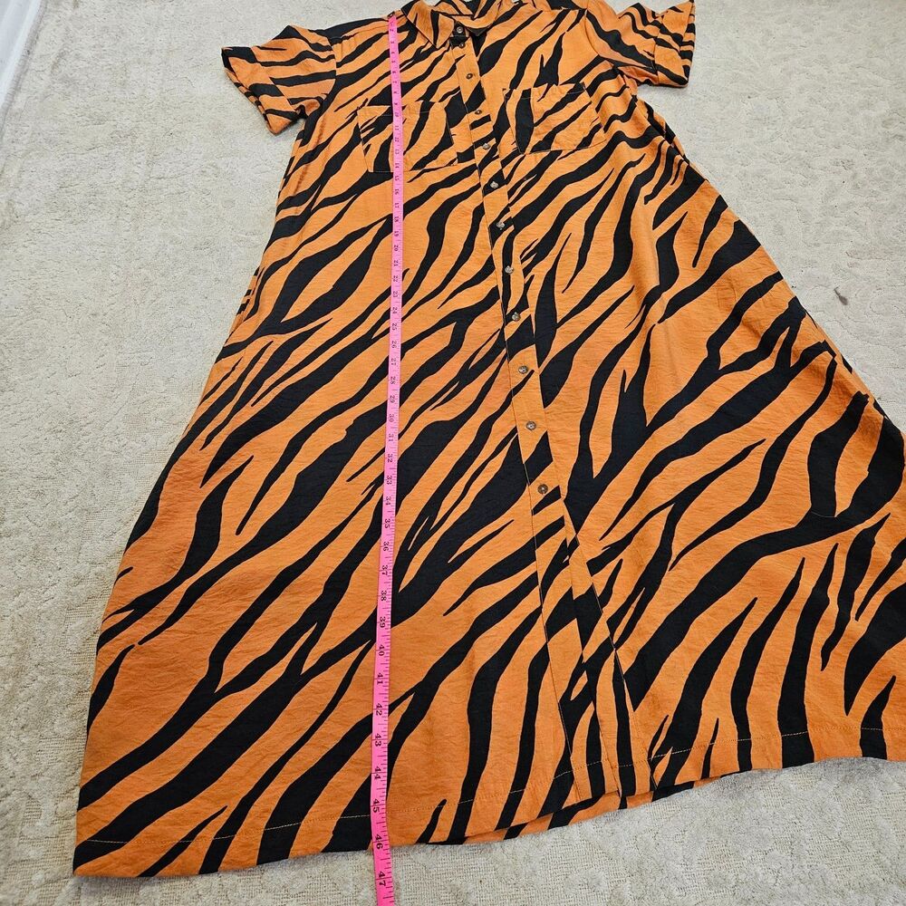 Maeve by Anthropologie Tereza Midi Shirt Dress In Tiger Animal Print Orange XS P - Picture 7 of 14